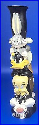 Vintage Looney Tunes Totem Candlestick Holders 1995 Warner Bros Stor Set of 2