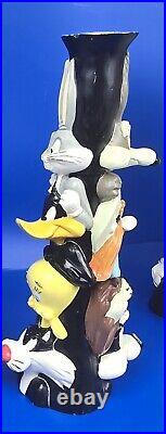 Vintage Looney Tunes Totem Candlestick Holders 1995 Warner Bros Stor Set of 2