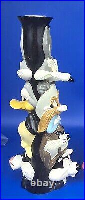 Vintage Looney Tunes Totem Candlestick Holders 1995 Warner Bros Stor Set of 2