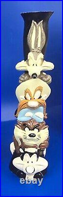 Vintage Looney Tunes Totem Candlestick Holders 1995 Warner Bros Stor Set of 2