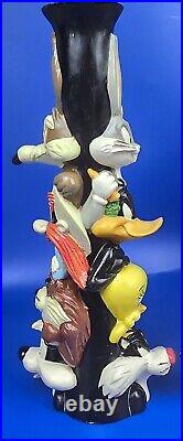 Vintage Looney Tunes Totem Candlestick Holders 1995 Warner Bros Stor Set of 2