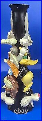 Vintage Looney Tunes Totem Candlestick Holders 1995 Warner Bros Stor Set of 2