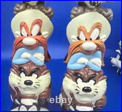 Vintage Looney Tunes Totem Candlestick Holders 1995 Warner Bros Stor Set of 2