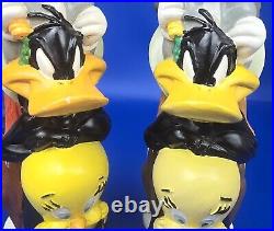 Vintage Looney Tunes Totem Candlestick Holders 1995 Warner Bros Stor Set of 2