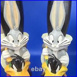 Vintage Looney Tunes Totem Candlestick Holders 1995 Warner Bros Stor Set of 2