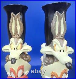 Vintage Looney Tunes Totem Candlestick Holders 1995 Warner Bros Stor Set of 2