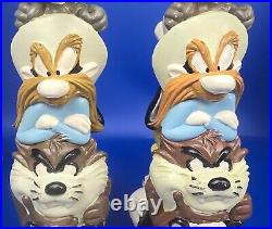 Vintage Looney Tunes Totem Candlestick Holders 1995 Warner Bros Stor Set of 2