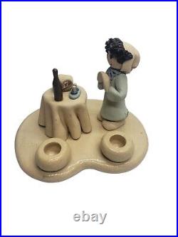 Vintage Lorna Sakalovsky Clay Sculpture Hand Shabbat Table Candle Sticks