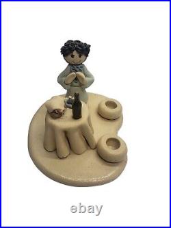 Vintage Lorna Sakalovsky Clay Sculpture Hand Shabbat Table Candle Sticks