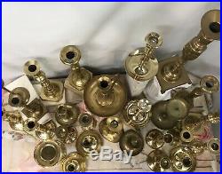 Vintage Lot 26 Solid Brass Candle CandleStick Taper Holders Tall Wedding Decor
