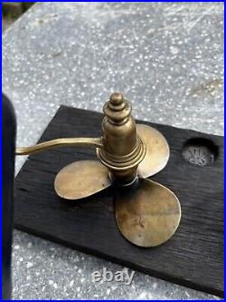 Vintage Maritime Brass Candlestick Swing Wheel Bell Snuffer Mounted