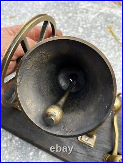 Vintage Maritime Brass Candlestick Swing Wheel Bell Snuffer Mounted