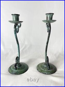Vintage Matching Pair of Iron Candlestick Holders, Decorative Metal Candlestick