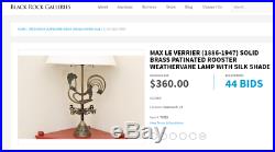 Vintage Max Le Verrier French Art Deco Artist Rooster Candlesticks Bronze