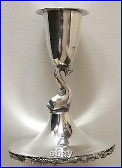 Vintage Mexican Sterling DOLPHINS Signed G H Mexico Candlesticks Candle Holders