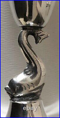 Vintage Mexican Sterling DOLPHINS Signed G H Mexico Candlesticks Candle Holders