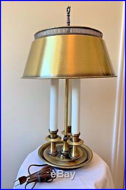 Vintage Mid Century Brass Candlestick 3 Light Table Lamp Bouillotte Metal Gold