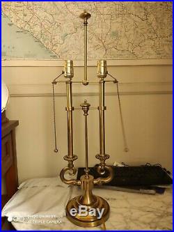 Vintage Mid Century Brass Stiffel Bouillotte Lamp Light dual Candlesticks 28