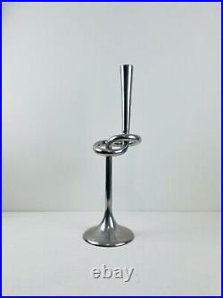 Vintage Mid Century Modern 1970's Candle Stick Large Silver Aluminium Twisted