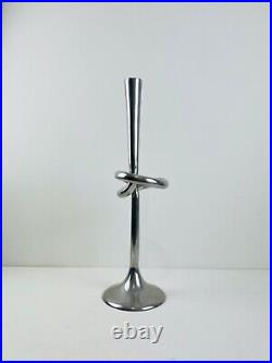Vintage Mid Century Modern 1970's Candle Stick Large Silver Aluminium Twisted