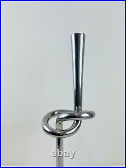 Vintage Mid Century Modern 1970's Silver Aluminum Twisted Large Candle Stick