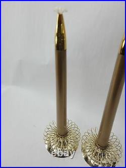 Vintage Mid Century Modern Oil Table Candles Candlestick Gold Chrome Spiral