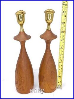 Vintage Mid-Century Modern Style Hand Carved Candlesticks by Serv Wood