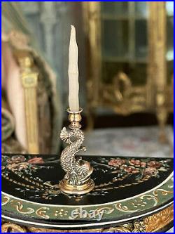 Vintage Miniature Dollhouse IGMA Gold Vermeil Harry Smith Dolphin Candlestick