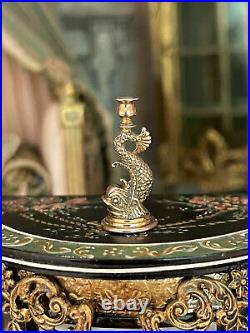 Vintage Miniature Dollhouse IGMA Gold Vermeil Harry Smith Dolphin Candlestick