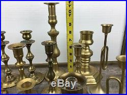 Vintage Mixed Lot 24 BRASS Candlestick Holders Some Thin Tapered Party Wedding