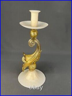 Vintage Murano Blown Glass CORNUCOPIA 13 1/2 Candlestick Holder with Gold Fleck