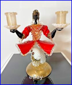 Vintage Murano Glass Table Candlestick Candle Holder Nubian Shaped 1960s ITALY