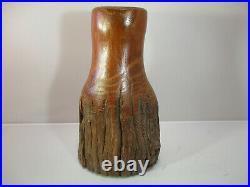 Vintage Natural Wood Candle Holder Candlestick 7 1/4 Tall x 3 x 4 Base