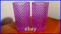 Vintage Neodymium Crystal Diamond Glass Pillar Candle Stick Holders Vase Purple