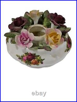 Vintage Old Country Roses Taper Bouquet Candlesticks Royal Albert Bone China