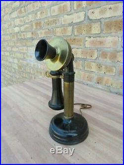 Vintage Original Early 1900's Kellogg Brass Candlestick Telephone Bakelite