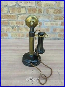 Vintage Original Early 1900's Kellogg Brass Candlestick Telephone Bakelite