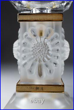 Vintage Original France Pair crystal candlesticks Lalique Signed 13 cm