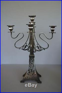 Vintage Ornate Art Nouveau Metal Candelabra Candle Holder Candlestick