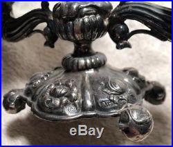 Vintage Ornate Floral 800 Silver Candlestick Holder- 13 Loth