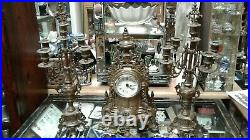 Vintage Ornate Urano metal Mantle Clock And Candlesticks