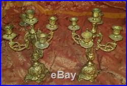Vintage PAIR OF ANTIQUE 35CM Brass Candlesticks Candelabra VERY OLD & HEAVY