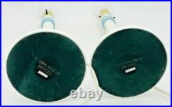 Vintage Pair 14.5 Tall LAURA ASHLEY Blue & White Wood Candlestick Table Lamps