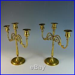 Vintage Pair (2) Ornate Brass Candelabras Candle Sticks 10 3/8 Tall