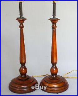 Vintage Pair (2) Solid Wood Candlestick Style Table Lamps