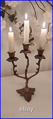 Vintage Pair Antique Ornate French Ormolu 3 Arm Brass Candelabras Will Separate