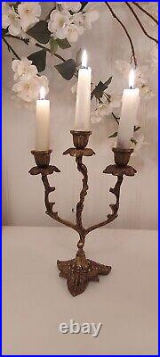 Vintage Pair Antique Ornate French Ormolu 3 Arm Brass Candelabras Will Separate