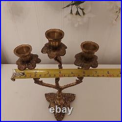 Vintage Pair Antique Ornate French Ormolu 3 Arm Brass Candelabras Will Separate