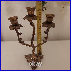 Vintage Pair Antique Ornate French Ormolu 3 Arm Brass Candelabras Will Separate