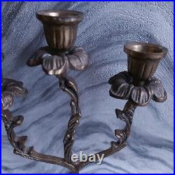 Vintage Pair Antique Ornate French Ormolu 3 Arm Brass Candelabras Will Separate